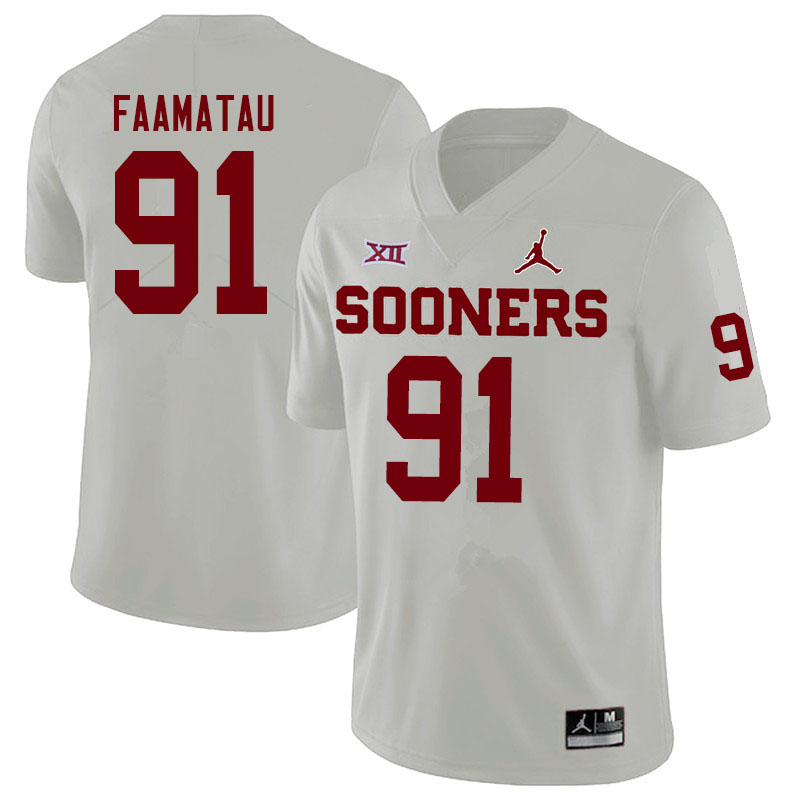 Men #91 Dillon Faamatau Oklahoma Sooners Jordan Brand College Football Jerseys Sale-White